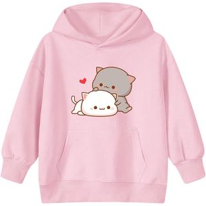 FOXA Sudadera con capucha de gato para mujer, sudadera de algodón con gráfico Kawaii y bolsillo, jersey de punto de manga regular - Product Image 1