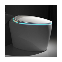 WC intelligent automatique monobloc en forme d'œuf, à poser au sol, bleu, rond, pour salle de bain