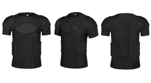 YOUNGSON Youngson Maillot de rugby personnalisable avec protection intégrale, rembourrages d'épaule en EVA, noir, compressif et entièrement ajustable - Product Image 1