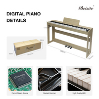 Clavier de piano électronique numérique portable Beisite S-183 à 88 touches avec mécanisme à marteaux, planche sonore en bois massif, haut-parleur intégré et fonction d'enregistrement