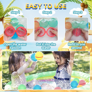 Paquet de 12 ballons à eau réutilisables rechargeables en silicone pour l'été - Product Image 4