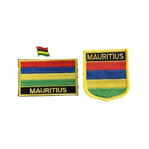 Écussons brodés drapeau national de <span class=keywords><strong>Maurice</strong></span>, forme carrée, avec épingle, un ensemble, pour décoration de vêtements, brassards et sacs à dos, cadeaux de bienvenue - Product Image 4