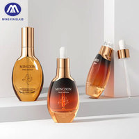 Pot en verre ambré rond de luxe pour crème et lotion pour le visage, flacon pompe pour collyre à bon prix avec compte-gouttes en verre