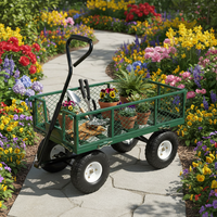 Chariot de jardin pliable à quatre roues en métal robuste, personnalisable OEM, pour outils de jardinage, fabrication chinoise, différentes tailles de cadre