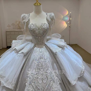ชุดแต่งงาน ชุดเจ้าสาว ชุดแต่งงานประดับด้วยลูกปัดและลูกไม้ ชุดเจ้าสาวไนจีเรีย ชุดแต่งงาน Lsjj83 - Product Image 4