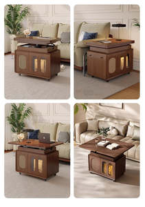 <span class=keywords><strong>Table</strong></span> basse <span class=keywords><strong>pliante</strong></span> en bois moderne et réglable avec roulettes - <span class=keywords><strong>Table</strong></span> d'appoint mobile idéale pour les petits appartements et les salons - Product Image 5