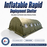 Tente pneumatique gonflable double couche haute pression toutes saisons, robuste et imperméable, pour déploiement civil à grande échelle en extérieur (60 places)