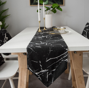 Runner da tavola con decorazioni natalizie per eventi per feste in casa in lino di cotone con Design stampato personalizzato - Product Image 5