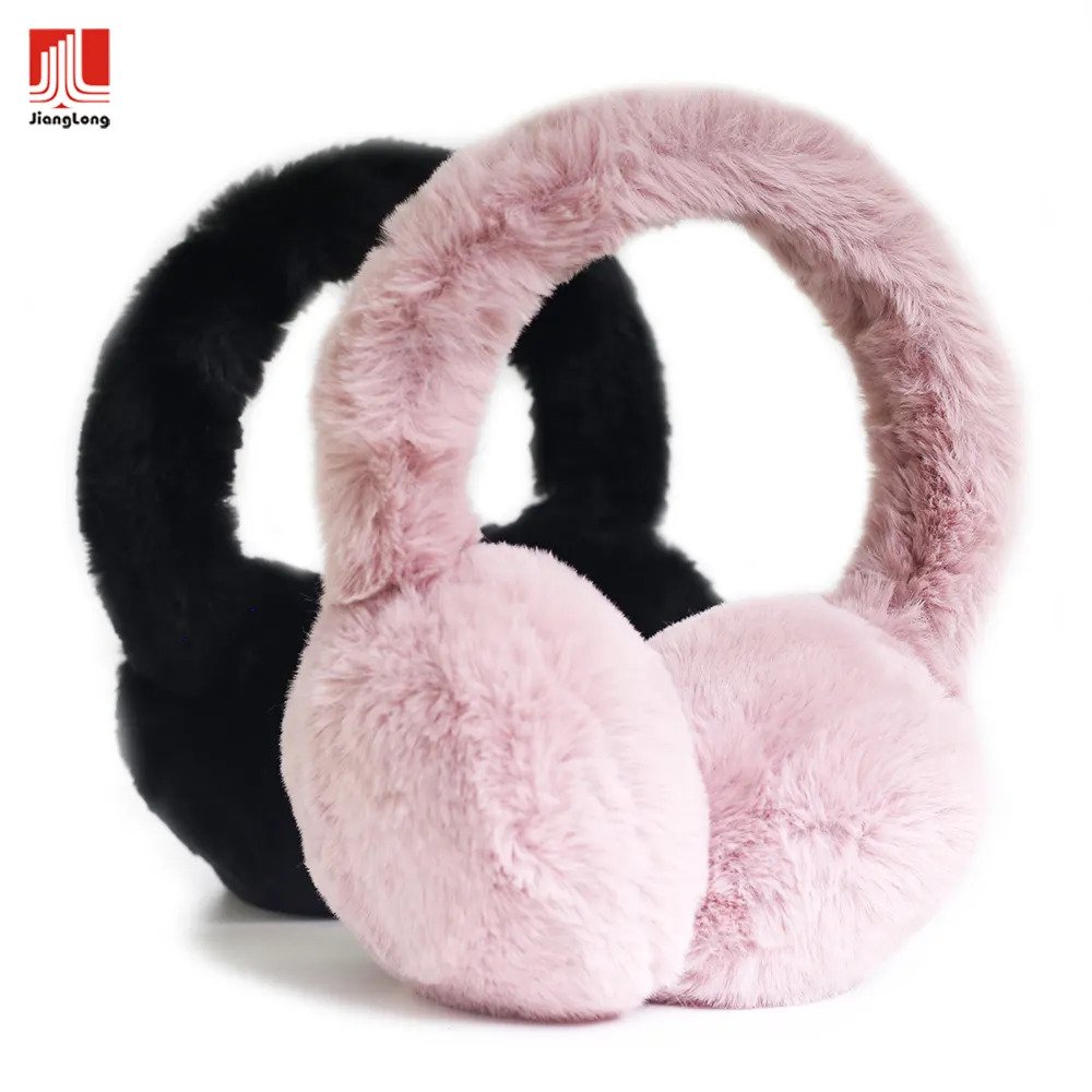 Couvre-oreilles en peluche fausse fourrure en poly, vêtement chaud et confortable avec bande ajustable, en tissu peluche, nouvelle mode hiver