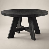 Ensemble de table à manger ronde pour 6 personnes, table de cuisine en bois massif avec chaises et coussins, style rustique farmhouse, finition en bois naturel