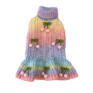 Falda para Mascotas con Estampado de Cerezas en Degradado, Atuendo Casual y Lindo para Gatos y Perros Pequeños y Medianos como Bichón, Yorkshire, <span class=keywords><strong>Maltés</strong></span> - Product Image 1