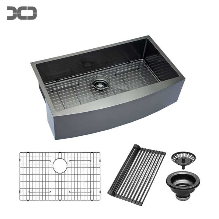 302010s 30 Inch Black Farmhouse Sink Undermount 18 Gauge Gunmetal Black