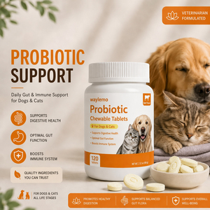 Comprimés à mâcher probiotiques Waylemo pour chiens et chats, probiotiques pour chiens, santé intestinale, fonction digestive et soutien immunitaire, 120 comprimés - Product Image 2