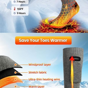 Chaussettes de <span class=keywords><strong>ski</strong></span> chauffantes CZFIT en gros, pour l'hiver et l'extérieur, thermiques, réglage de la température à trois niveaux, respirantes, non imperméables, piles incluses - Product Image 3
