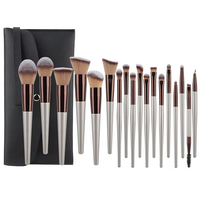Lot de 18 pinceaux de maquillage professionnels personnalisables avec logo, poils synthétiques néon, manche métallique, marque privée, pour visage, correcteur et lèvres