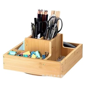 Boîte de rangement en bois carrée, porte-stylo de couleur bois naturel pour bureau, étude, usage domestique - Product Image 3