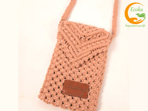 Nueva llegada bolsa de teléfono móvil de paja de playa Vertical Universal hecha a mano cuerda de algodón bolso de hombro de ganchillo de verano con correa - Product Image 3