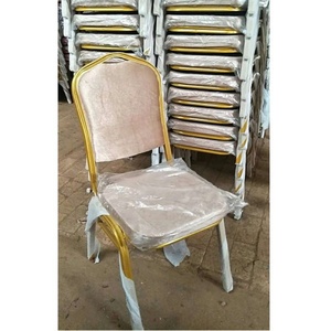 Modern <b>Stackable</b> Metal Banquet <b>Chair</b> With Golden Iron Frame For Restaurant <b>Dining</b> And Commercial Event Use - Product Image 4