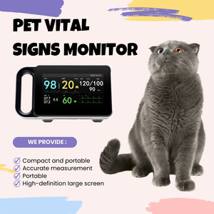 病院用患者モニター バイタルサインモニター PM12B 犬猫用、7インチタッチスクリーン <span class=keywords><strong>ECG</strong></span> SPO2 NIBP TEMP RESP ペット麻酔用 - Product Image 4