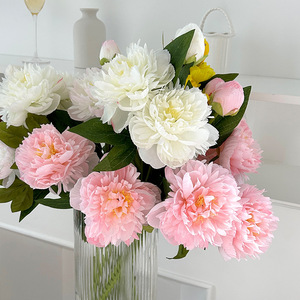 Fleurs de pivoine artificielles Yasunobu 72 cm, fleurs en soie blanches et roses, accessoires de décoration pour mariage et maison - Product Image 3
