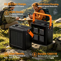 Banco de Energía Solar de 120000mAh/200000mAh y 22.5W con Batería de Litio-Polímero, PVC, 12 Puertos, Luz LED para Camping y Brújula para Emergencias al Aire Libre