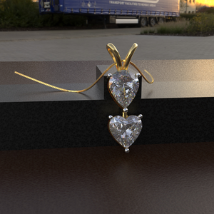 Avarta bijoux or 18 carats Moissanite Solitaire coeur et poire forme laboratoire cultivé diamant pendentif en gros pour les femmes et les filles - Product Image 1