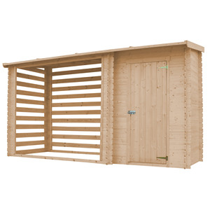M205 Herramienta de madera duradera Cobertizo de troncos 3,64 M X 2M 4.9m3 Capacidad Almacenamiento al aire libre Muebles de jardín 146x199x348cm Inspirado en la naturaleza - Product Image 1