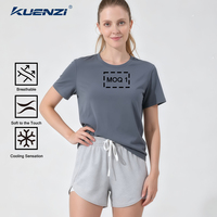 Camiseta de Mujer Kuenzi Casual Sin Plancha, 180GSM, Antibacteriana, Transpirable, Tejida, 30% Sorona, 70% Algodón, Cuello Redondo, Tres Agujas, Lisa