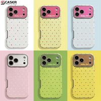 Coque de téléphone tendance en PU à pois colorés, antichoc, avec grande fenêtre, protection intégrale, compatible avec les séries iPhone 14-17