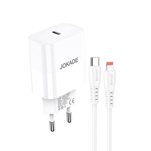 Jokade 30W <b>USB</b>-<b>C</b> Charger With <b>Type</b>-<b>C</b> <b>Cable</b> 1m White Fast <b>Charging</b> Adapter For Phones Tablets - Product Image 1