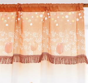 東南アジアで人気のチューリップ柄プリントシェードウィンドウカーテンパネル、フローラバルコニーロッドポケットプリントカーテン、レーストリム付き - Product Image 2