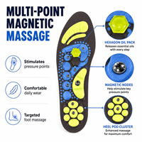 Sol Sepatu Akupresur Magnetik dengan Bahan Gel Pijat Ortopedi, Penyerap Guncangan, Penyangga Lengkung Kaki, Membantu Sirkulasi Darah