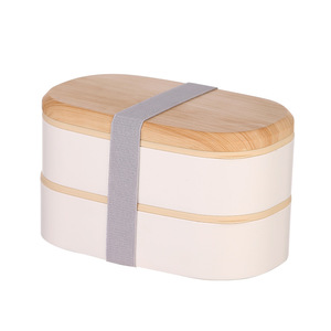 Double Layered Plastic Lunch <b>Box</b> Oval Portable Insulated For Students Office Workers - Product Image 4