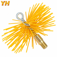 Brosse de nettoyage de cheminée personnalisée en nylon jaune avec noyau en fil d'acier, filetage M12, pour le nettoyage des conduits de cheminée, outil réutilisable