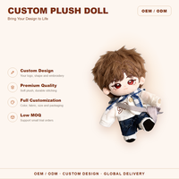 Poupée en peluche en coton personnalisée, garçon, col marin, pull en tricot, short en jean, cadeau de collection pour fans, vente en gros