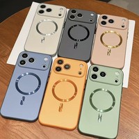 Coque de téléphone de luxe antichoc magnétique anti-chute pour iPhone 17 16 Pro Max 15 14 13 12, compatible charge sans fil, toucher soyeux, protection intégrale