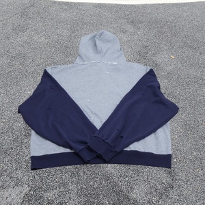 Sweat-shirt à capuche zippé pour homme, gris et bleu marine, à blocs de couleurs, manches raglan, coupe oversize, décontracté, pour l'automne - Product Image 6