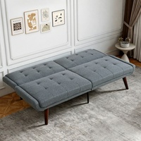 Sofá Cama Convertible de 63 Pulgadas, Color Gris, Respaldo Ajustable en 5 Posiciones, Sofá Moderno para Sala de Estar