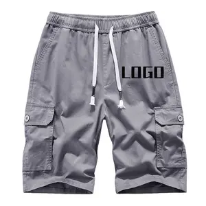 Moletom de moletom masculino 100% algodão personalizado para moletom curto e solto, shorts cargo personalizados