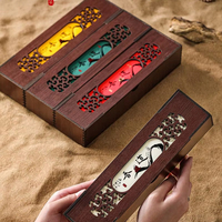 Nouvelle boîte porte-encens en bambou sculpté de style rétro chinois, vide, pour emballage cadeau, pour tubes d'encens, bois de santal et bois d'agar