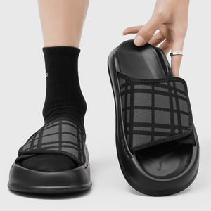 Men's individual embroidered <b>slippers</b> for summer 2026 waterproof and slip-resistant black sandals for outdoor wear - Product Image 6