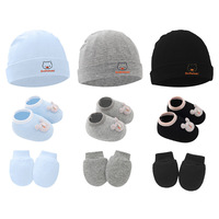 Conjunto de Gorro y Guantes de Algodón Cálido para Bebé, Gorro Bordado con Logotipo Personalizado, Manoplas y Cubrepiés de 0 a 6 Meses