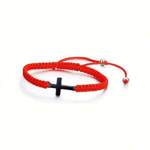 Direct Factory Hand-Woven Stainless Steel Religious Cross <b>Couple</b> <b>Bracelet</b> Woven Cross Charm <b>Bracelet</b> Cross-Border New Arrival - Product Image 5