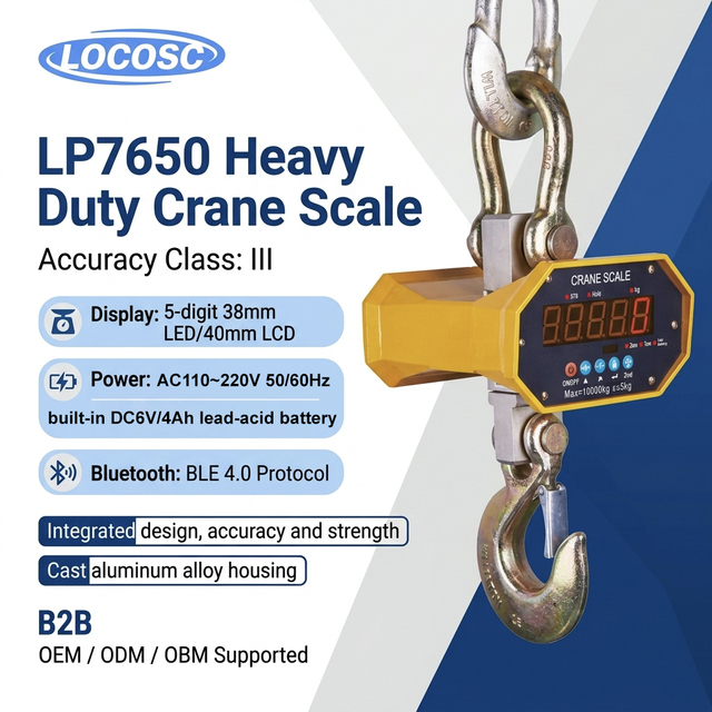 Locosc Heavy Duty 30 Ton 20 Ton Digital LED/LCD Display Portable Wireless Crane Hanging Scale with Optional Remote Controls