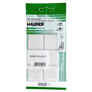 Feltro Adesivo 30x30 mm (Confezione Blister da 6 Pezzi) Bianco - Product Image 1