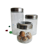 Bocaux de conservation alimentaire en verre transparent rond givré avec couvercles en métal à visser Contenants de cuisine écologiques pour la conservation de la fraîcheur
