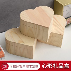 Wooden Heart Shaped Jewelry <b>Box</b> <b>Pine</b> Wood Handmade Flip Top For Necklace Bracelet Storage 1cm Thickness YL 139 - Product Image 3
