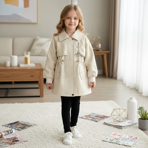 Size 100-150 Spring and Autumn Youth Overcoat Girls <strong>Coat</strong> Medium Length Double Breasted Fashion Girls Clothing - Product Image 3
