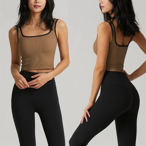 Débardeur de <span class=keywords><strong>sport</strong></span> pour <span class=keywords><strong>femme</strong></span>, tricoté, couleur unie, style décontracté, pour l'été, la course et la gym, personnalisable - Product Image 1