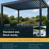 Pergola à lames orientables en aluminium, fabrication en gros, 3x3m 3x4m, toit à lames manuelles, pour jardin et patio